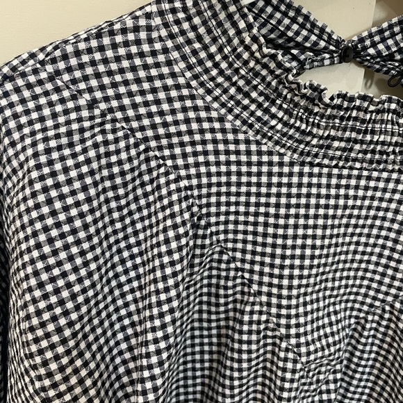 Zara Black and White Gingham Blouse Size Small - Picture 3 of 5